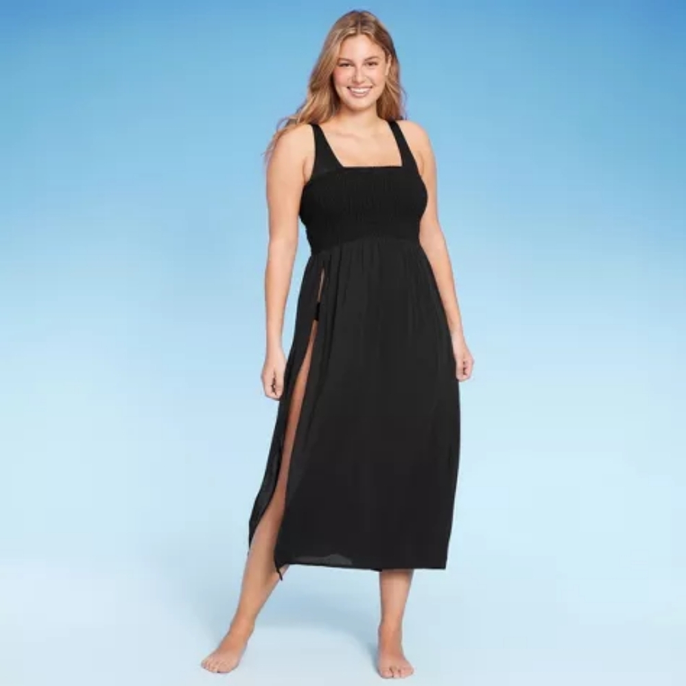 Women's Smocked High Slit Convertible Cover Up Dress - Wild Fable